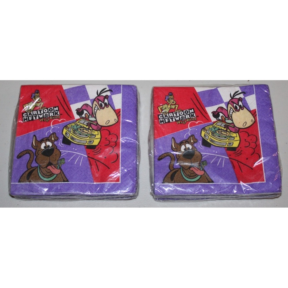 2 pkgs Cartoon Network Wacky Racing beverage napkins Scooby Doo Flintstones NIP